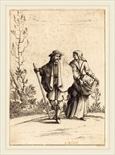 after Jacques Callot, Beggar Couple, with Landscape in Background, 17th century, etching
