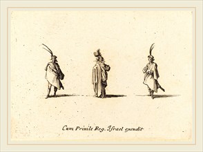Jacques Callot, French (1592-1635), Lady in Long Cloak, and Two Gentlemen, probably 1634, etching