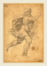 Polidoro da Caravaggio, Italian (c. 1499-probably 1543), Fleeing Barbarian, black chalk on laid