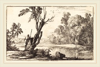 Laurent de La Hyre, French (1606-1656), A Man Gazing across a Still Pond, 1640, etching