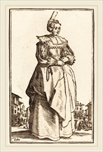 after Jacques Callot, Noble Woman with a Small Hat, woodcut