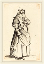Israel Henriet after Jacques Callot, French (c. 1590-1661), Bourgeoise with Muff, Facing Right,