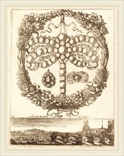 FranÃ§ois Le Febvre, French (active 1635-1657), La veue du pont de Rouen, probably 1665, engraving