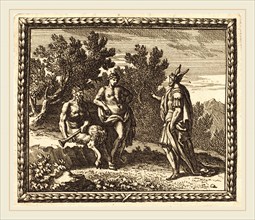 Jean Lepautre, French (1618-1682), Midas with Apollo and Pan, published 1676, etching and engraving