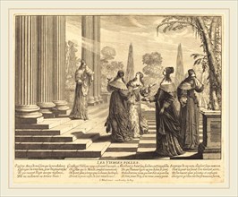 Abraham Bosse, French (1602-1676), The Foolish Virgins Approaching the Temple, etching on laid