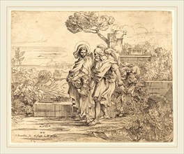 Sébastien Bourdon, French (1616-1671), The Rest on the Flight into Egypt, etching (counterproof)