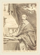 Claude Mellan, French (1598-1688), Armand Jean du Plessis, Cardinal Richelieu, engraving on laid