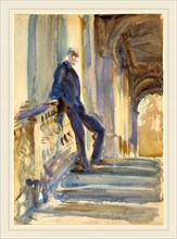 John Singer Sargent, Sir Neville Wilkenson on the Steps of a Venetian Palazzo, American, 1856-1925,