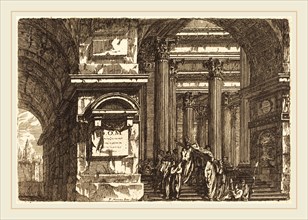 Pierre Moreau, French (died 1762), The Entrance of a Temple, etching in brown-black on laid paper