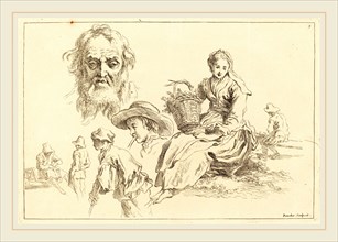 FranÃ§ois Boucher after Abraham Bloemaert, French (1703-1770), Figure Studies including Bearded