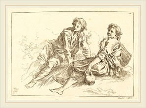 FranÃ§ois Boucher after Abraham Bloemaert, French (1703-1770), Reclining Shepherd Boys, published