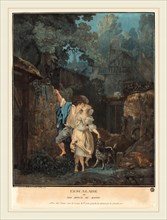 Philibert-Louis Debucourt, French (1755-1832), L'Escalade, ou les Adieux du Matin, 1787, color