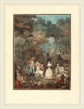 Philibert-Louis Debucourt, French (1755-1832), La Noce au Chateau, 1789, color aquatint and etching