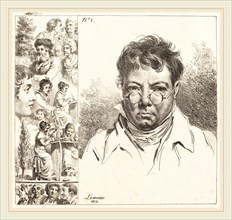 Jacques Antoine Marie Lemoine, French (1751-1824), Self-Portrait and Other Heads, 1819, lithograph