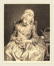 Claude-Donat Jardinier after Jean-Baptiste Greuze, French (1726-1771 or before), La tricoteuse
