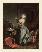 Jean-FranÃ§ois Janinet after Nicolas Lavreince, French (1752-1814), A Woman Playing the Guitar,