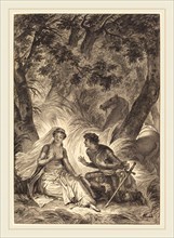 after Jean-Honoré Fragonard, La fiancee du roi de Garbe: La chevalier, etching and engraving
