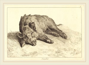 Jacques-Philippe Le Bas and Jean Eric Rehn after Jean-Baptiste Oudry (Swedish, 1717-1793), Sanglier