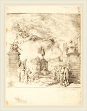 Gabriel Jacques de Saint-Aubin, French (1724-1780), Allegorie sur l'Erection de la Statue de Louis