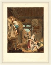 Antoine-FranÃ§ois Sergent, French (1751-1847), Il est trop tard, 1789, color aquatint and etching