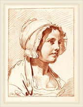 Louis-Marin Bonnet after Jean-Baptiste Greuze, French (1736-1793), Head of a Young Woman Wearing a
