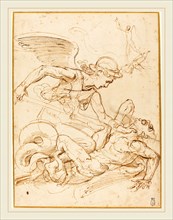 Giulio Romano, Italian (1499-1546), Saint Michael, c. 1530, pen and brown ink