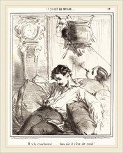 Edouard de Beaumont, French (1821-1888), Il a le cauchemar..., lithograph on wove paper