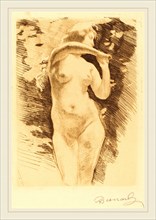 Albert Besnard, French (1849-1934), Eve, 1896, etching in brown on cream laid paper