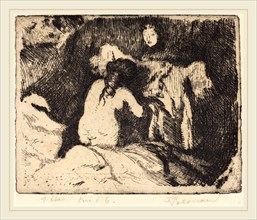 Albert Besnard, Getting Up (Le lever), French, 1849-1934, 1913, etching in black on wove paper