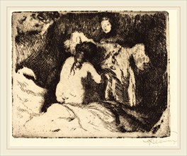 Albert Besnard, Getting Up (Le lever), French, 1849-1934, 1913, etching in black on Canson laid