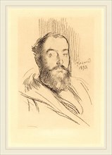 Albert Besnard, French (1849-1934), Self-Portrait, 1893, collotype in black on cream laid paper