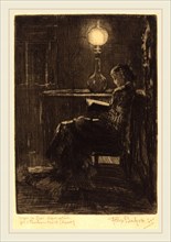 Félix-Hilaire Buhot, French (1847-1898), Liseuse Ã  la Lampe (Woman Reading by Lamplight), 1879,