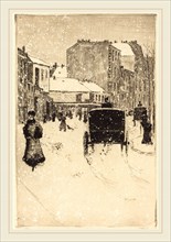 Norbert Goeneutte, French (1854-1894), Boulevard Clichy in the Snow (Le boulevard Clichy par un