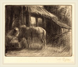 Alphonse Legros, Drinking Trough, 2nd plate (L'abreuvoir), French, 1837-1911, drypoint