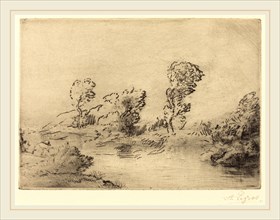 Alphonse Legros, Banks of the Marne (Bord de la Marne), French, 1837-1911, drypoint and (etching?)