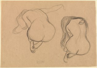 Two Studies of a Seated Nude with Long Hair