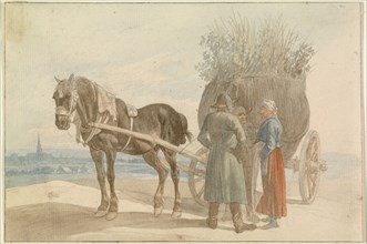 Austrian Peasants with a Horse and Cart, with a View of Vienna i