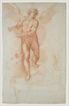 An Angel Holding a Book (recto),  Three Studies of a Falling Mal