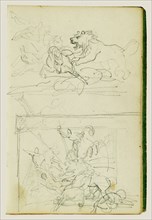 Two compositional studies of a lion hunt