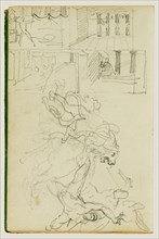 Two compositional studies of a lion hunt