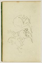 Man on a rearing horse, study of hind legs of horse