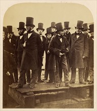 I.K. Brunel and Others Observing the "Great Eastern" Launch Atte