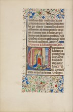 Initial V: Saint Catherine Holding a Sword over a King