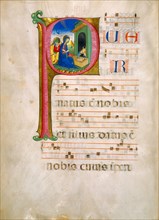Initial P: The Adoration of the Christ Child and The Annunciatio