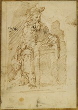 St. Jerome (recto),  Kneeling Male Nude, with His Head and Shoul