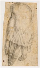 Study of a man's right hand (recto),  Studies of four heads and