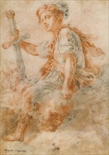 David with the Head of Goliath (recto),  Two Studies, one of a W