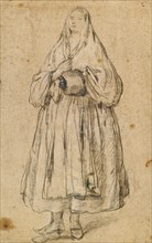 Standing Woman Holding a Muff, Turned Slightly to the Left (rect