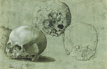 Study of Three Skulls (recto),  Architectural Study (verso)