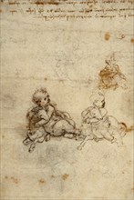 Studies for the Christ Child with a Lamb (recto),  Head of an Ol